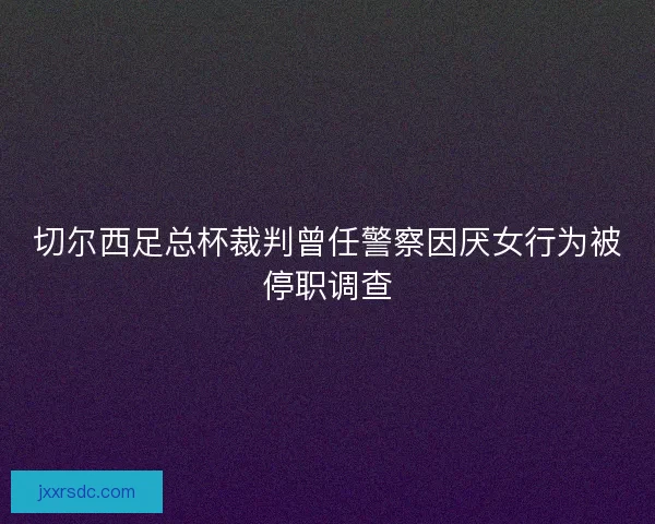 切尔西足总杯裁判曾任警察因厌女行为被停职调查